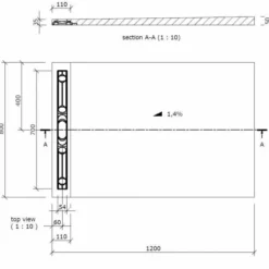 Wedi Fundo Riolito Neo Shower Tray 1200 x 800mm with 700mm Channel - Premium Wet Room Solution -Bathroom Sales Shop 075100001 tech
