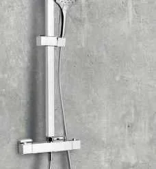 Scudo Helier Square Cool Touch Dual Head Rigid Riser Shower Kit - Premium Shower Valve System -Bathroom Sales Shop 1