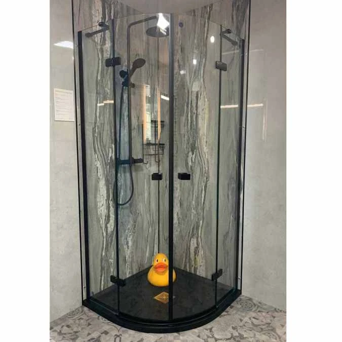 Vodas 8 Stella 900 Frameless Hinge Door Quadrant Shower Enclosure - Black | Premium Showering Solution 4 Vodas 8 Stella 900 Frameless Hinge Door Quadrant Shower Enclosure - Black | Premium Showering Solution - Image 2