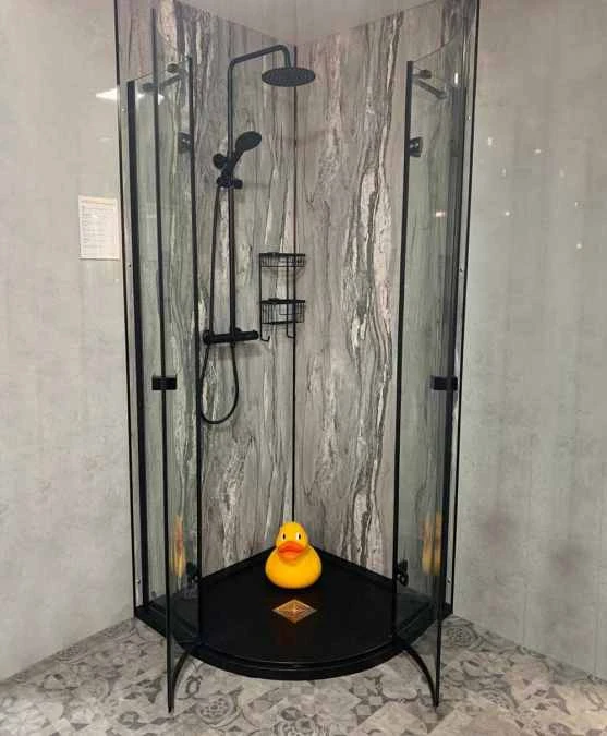 Vodas 8 Stella 900 Frameless Hinge Door Quadrant Shower Enclosure - Black | Premium Showering Solution 5 Vodas 8 Stella 900 Frameless Hinge Door Quadrant Shower Enclosure - Black | Premium Showering Solution - Image 3