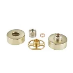Spey Series 2 Brushed Brass Dual Head Thermostatic Shower Kit | Highlife Bathrooms | Rigid Riser Shower Kit -Bathroom Sales Shop 13999TR