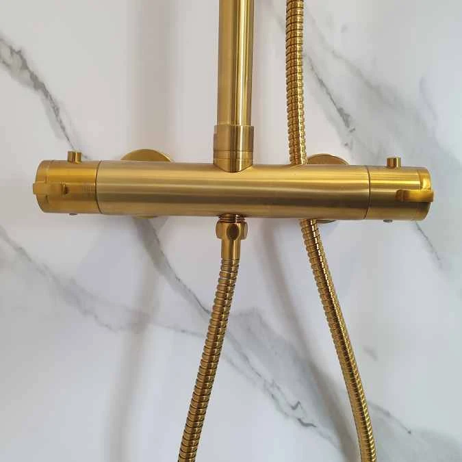 Signature Ripley Brushed Brass Round Thermostatic Dual Head Shower Set - Premium Shower Kit 6 Signature Ripley Brushed Brass Round Thermostatic Dual Head Shower Set - Premium Shower Kit - Image 4