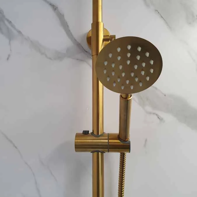 Signature Ripley Brushed Brass Round Thermostatic Dual Head Shower Set - Premium Shower Kit 7 Signature Ripley Brushed Brass Round Thermostatic Dual Head Shower Set - Premium Shower Kit - Image 5