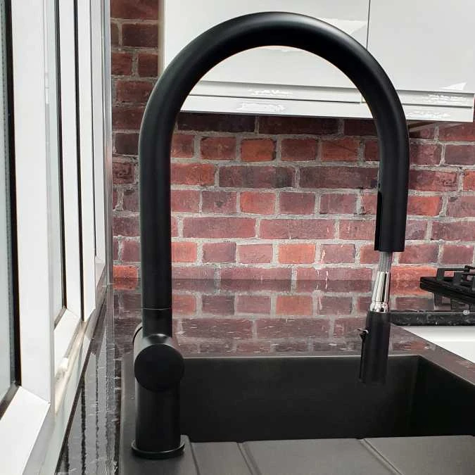 Rievaulx Matt Black Pull Out Kitchen Mixer Tap | Modern Design | High-Quality Finish 6 Rievaulx Matt Black Pull Out Kitchen Mixer Tap | Modern Design | High-Quality Finish - Image 4