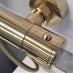 Spey Series 2 Brushed Brass Dual Head Thermostatic Shower Kit | Highlife Bathrooms | Rigid Riser Shower Kit -Bathroom Sales Shop 20230628 121019 resized