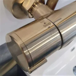 Spey Series 2 Brushed Brass Dual Head Thermostatic Shower Kit | Highlife Bathrooms | Rigid Riser Shower Kit -Bathroom Sales Shop 20230628 121024 resized