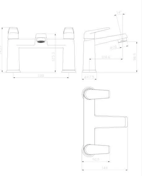 Linton Bath Filler Tap - Modern Design by Highlife Bathrooms 4 Linton Bath Filler Tap - Modern Design by Highlife Bathrooms - Image 2