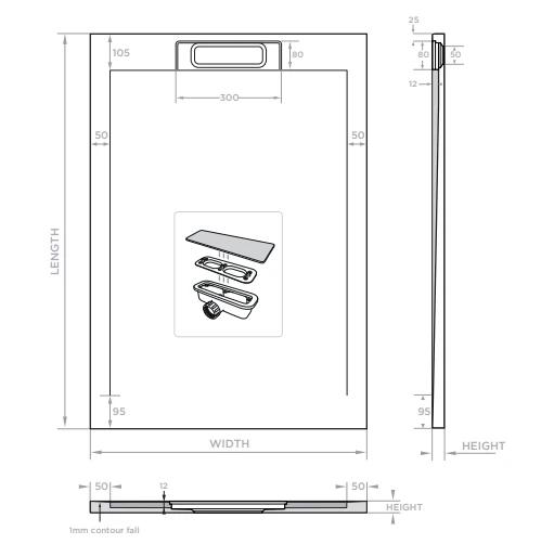 Giorgio Lux Graphite Slate Effect Shower Tray 1000 X 800 with Concealed Waste | Rectangle Shower Trays 6 Giorgio Lux Graphite Slate Effect Shower Tray 1000 X 800 with Concealed Waste | Rectangle Shower Trays - Image 4