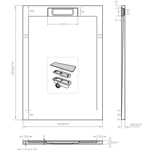 Giorgio Lux Grey Slate Effect Shower Tray - 1200 X 800 with Concealed Waste | Premium Showering Solution 7 Giorgio Lux Grey Slate Effect Shower Tray - 1200 X 800 with Concealed Waste | Premium Showering Solution - Image 5