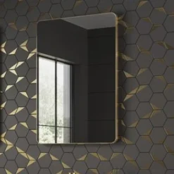 HiB Trim Curve 50 Brushed Brass Bathroom Mirror | Elegant & Durable