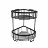 Roman Matt Black Double Corner Shower Basket with Hooks - RSB05B | Stylish & Durable Bathroom Organizer -Bathroom Sales Shop 8546 Roman Showers Double Corner Shower Basket with Hooks Matt Black RSB05