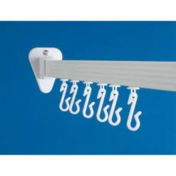 Euroshowers Professional Rigid Shower Curtain Track - White | Durable & Easy to Install -Bathroom Sales Shop 88910bl hooks web 1280x1280px