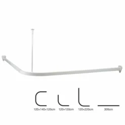 Euroshowers Professional Rigid Shower Curtain Track - White | Durable & Easy to Install