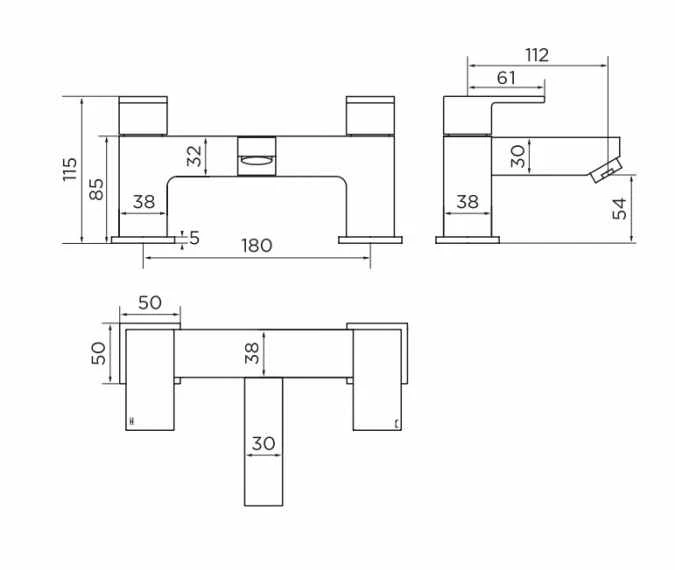 Niagara Edgeware Bath Filler Tap | Modern Bathroom Taps | High-Quality Bath Taps 4 Niagara Edgeware Bath Filler Tap | Modern Bathroom Taps | High-Quality Bath Taps - Image 2