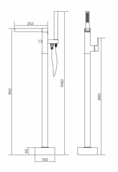 Niagara Soho Chrome Square Waterfall Freestanding Bath Shower Mixer Tap - Modern Design 4 Niagara Soho Chrome Square Waterfall Freestanding Bath Shower Mixer Tap - Modern Design - Image 2