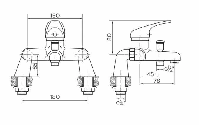 Niagara Conway Bath Shower Mixer Tap - Modern Chrome Finish | Bathroom Taps 4 Niagara Conway Bath Shower Mixer Tap - Modern Chrome Finish | Bathroom Taps - Image 2
