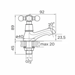 Niagara Kingsbury Traditional Basin Pillar Taps - Pair | Classic Style | High-Quality Finish -Bathroom Sales Shop 9125 tech