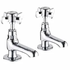 Niagara Bayswater Traditional Basin Pillar Taps - Pair | Classic Style Taps for Bathroom & Sink