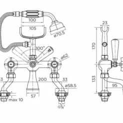 Niagara Bayswater Traditional Cranked Bath Shower Mixer Tap - Elegant Chrome Finish 5 Niagara Bayswater Traditional Cranked Bath Shower Mixer Tap - Elegant Chrome Finish -Bathroom Sales Shop 9135 tech