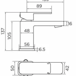 Niagara Hadley Chrome Monobloc Basin Mixer Tap - Modern Bathroom Tap -Bathroom Sales Shop 9136BL tech 1