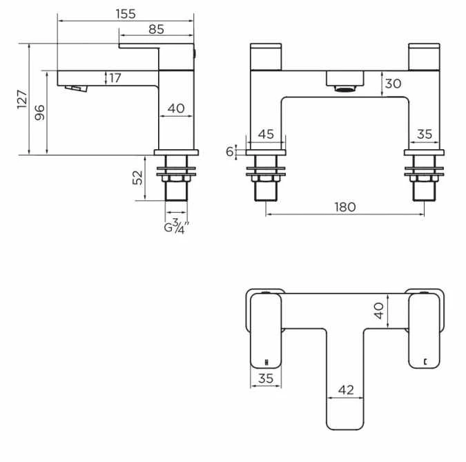 Niagara Hadley Matt Black Bath Filler Tap - Modern Bathroom Taps 4 Niagara Hadley Matt Black Bath Filler Tap - Modern Bathroom Taps - Image 2