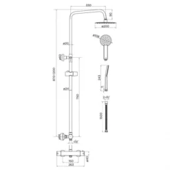 Niagara Equate Round Chrome Thermostatic Dual Head Shower Set - Premium Rigid Riser Shower Kit 7 Niagara Equate Round Chrome Thermostatic Dual Head Shower Set - Premium Rigid Riser Shower Kit -Bathroom Sales Shop 9301 spec 1