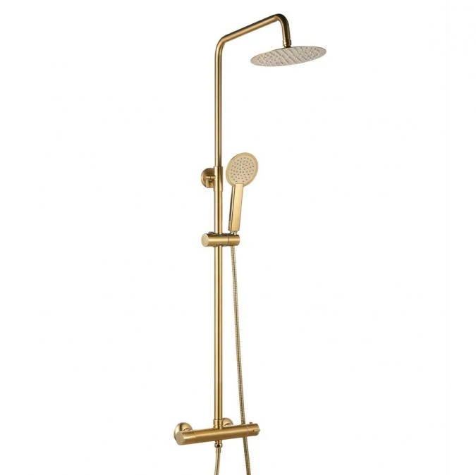 Niagara Equate Round Brushed Brass Thermostatic Dual Head Shower Set - Premium Shower Kit 3 Niagara Equate Round Brushed Brass Thermostatic Dual Head Shower Set - Premium Shower Kit