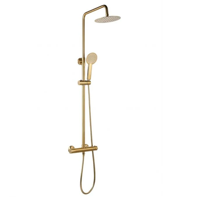 Niagara Equate Round Brushed Brass Thermostatic Dual Head Shower Set - Premium Shower Kit 4 Niagara Equate Round Brushed Brass Thermostatic Dual Head Shower Set - Premium Shower Kit - Image 2