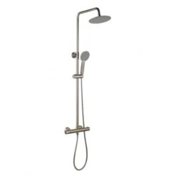 Niagara Equate Round Nickel Thermostatic Dual Head Shower Set - Modern Rigid Riser Shower Kit -Bathroom Sales Shop 9301nkl