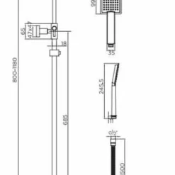 Niagara Observa Chrome Square Twin Shower Head Set | Rigid Riser Shower Kit -Bathroom Sales Shop 9302BL TECH