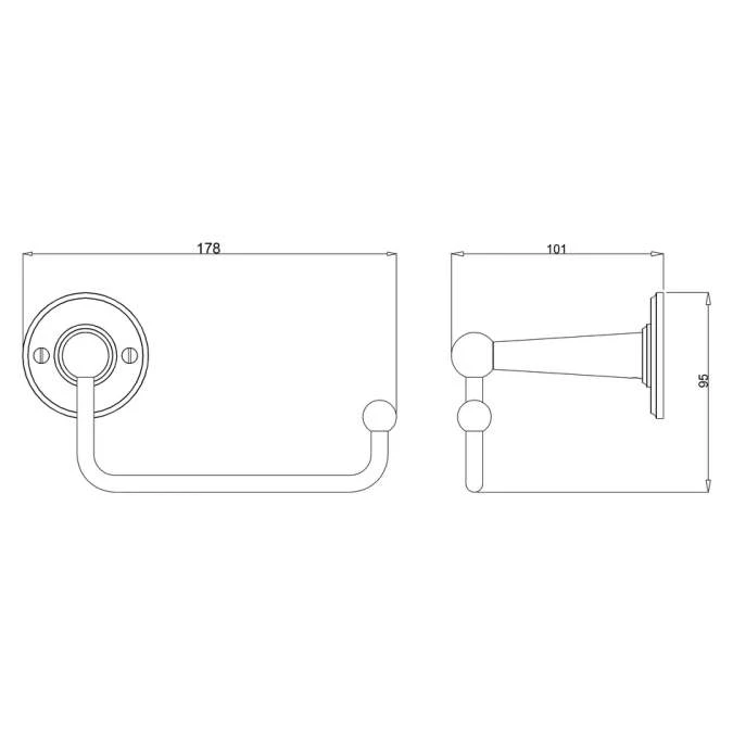 Burlington Toilet Roll Holder Without Cover - Chrome Finish | 101 X 178 X 95mm 4 Burlington Toilet Roll Holder Without Cover - Chrome Finish | 101 X 178 X 95mm - Image 2