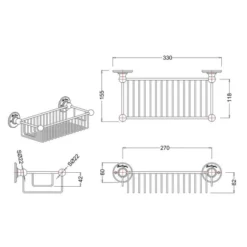 Burlington Deep Rectangular Shower Caddy Basket 330 x 155 x 88mm - Bathroom Storage Organiser -Bathroom Sales Shop A23 CHR LD