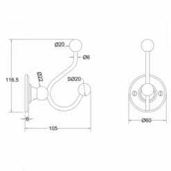Burlington Double Robe Hook 60 X 105 X 120mm - Elegant Bathroom Accessory -Bathroom Sales Shop A4 CHR LD