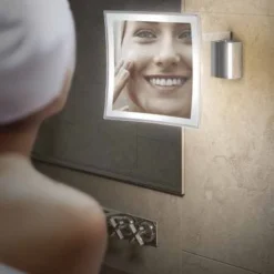 Maldive Square LED Magnifying Mirror | 10x Magnification | Dimmable Bathroom Mirror with Touch Control -Bathroom Sales Shop A602 maldive square led magnifying mirror lifestyle