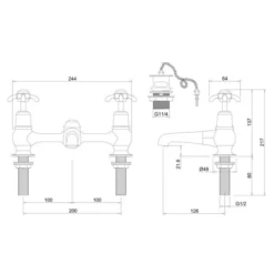Burlington Anglesey H Type Bridge Basin Mixer Tap - AN10 | Traditional Style | High-Quality Finish -Bathroom Sales Shop AN10 LD