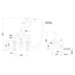Burlington Anglesey Wall Mounted Bath Shower Mixer Tap - AN17 | Traditional Style | Chrome Finish -Bathroom Sales Shop AN17 LD