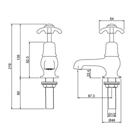 Burlington Anglesey 3" Basin Taps - AN1 | Traditional Style Taps 4 Burlington Anglesey 3" Basin Taps - AN1 | Traditional Style Taps - Image 2