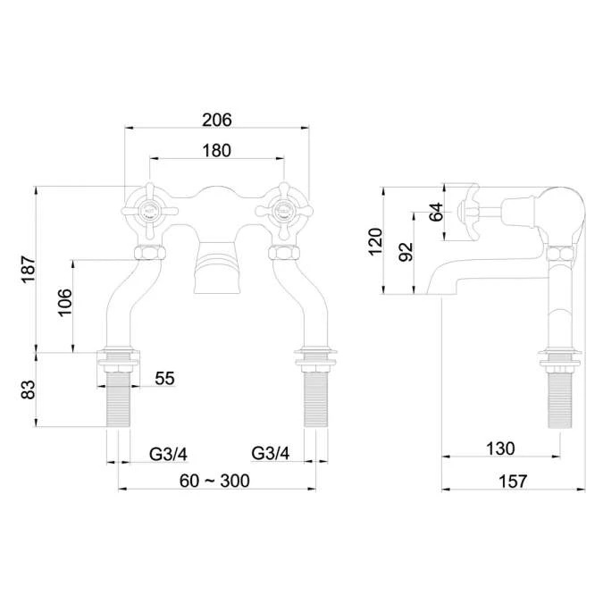 Burlington Anglesey Deck Mounted Bath Filler Tap - AN23 | Traditional Style | Chrome Finish 4 Burlington Anglesey Deck Mounted Bath Filler Tap - AN23 | Traditional Style | Chrome Finish - Image 2