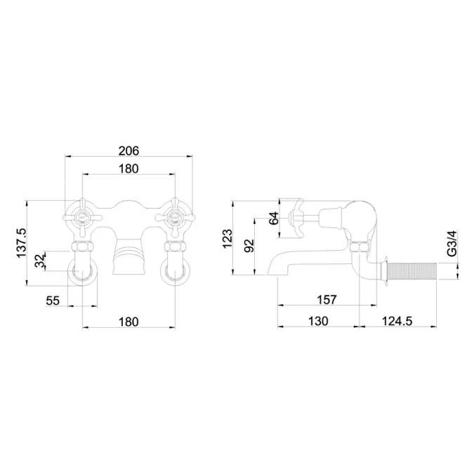 Burlington Anglesey Wall Mounted Bath Filler Tap - AN24 | Traditional Style | High-Quality Finish 4 Burlington Anglesey Wall Mounted Bath Filler Tap - AN24 | Traditional Style | High-Quality Finish - Image 2