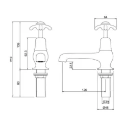 Burlington Anglesey Bath Filler Taps - AN3 | Traditional Style Chrome Finish -Bathroom Sales Shop AN3 LD