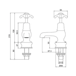 Burlington Anglesey Regent 3" Basin Taps - ANR1 | Traditional Design | Premium Quality 5 Burlington Anglesey Regent 3" Basin Taps - ANR1 | Traditional Design | Premium Quality -Bathroom Sales Shop ANR1 LD