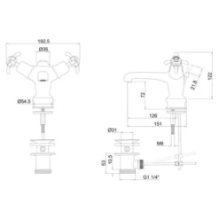 Burlington Anglesey Regent Monobloc Basin Mixer Tap with High Central Indice & Pop Up Waste - ANR4 -Bathroom Sales Shop ANR4 LD