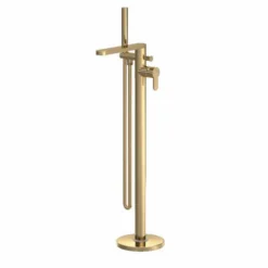 Nuie Arvan Freestanding Bath Shower Mixer Tap in Brushed Brass | Bathroom Taps
