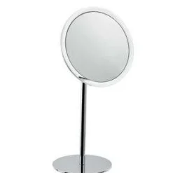 Inda Free-Standing Magnifying Mirror | Adjustable Bathroom Mirror with LED Lighting | 10x Magnification