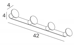 Inda One Quadruple Robe Hook - 42cm x 4 Hooks - Stainless Steel Bathroom Hook Organizer -Bathroom Sales Shop AV120D.Spec