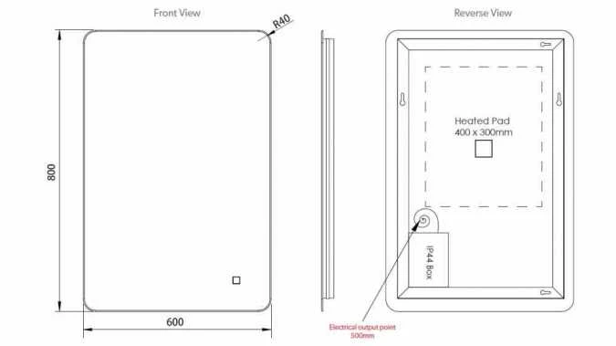 HIB Ambience 90 LED Bathroom Mirror 600 X 900mm - Modern Illuminated Bathroom Mirror 4 HIB Ambience 90 LED Bathroom Mirror 600 X 900mm - Modern Illuminated Bathroom Mirror - Image 2