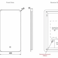 HIB Ambience 40 LED Bathroom Mirror - 400 X 800 mm | Modern LED Bathroom Mirror with Soft Lighting -Bathroom Sales Shop Ambient 40