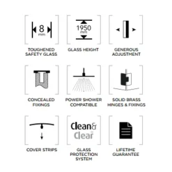 Aquadart Inline 1200mm Inline Shower Door With Recess Hinge | Premium Hinged Shower Door -Bathroom Sales Shop Aquadart Inline Hinge Door Features 1