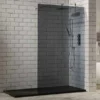 Aquaglass+ 900mm Tinted Walk-in Shower Enclosure by Frontline Bathrooms | Smoked Glass Shower Panel -Bathroom Sales Shop Aquaglass 10mm Tinted Walk in Shower Enclosure
