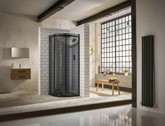 Aquaglass+ Sphere 900x900mm Black Glass Quadrant Shower Enclosure - Modern One Door Design 9 Aquaglass+ Sphere 900x900mm Black Glass Quadrant Shower Enclosure - Modern One Door Design - Image 7